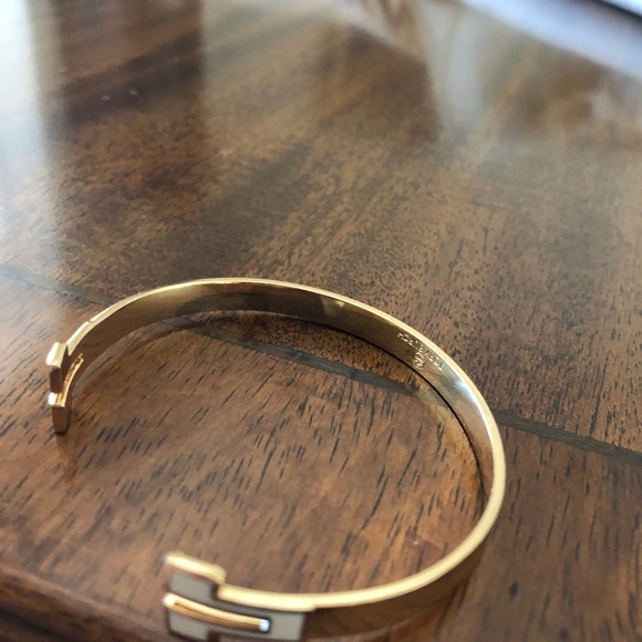 Vintage HTF Tory Burch open bangle enamel T tip cuff bracelet - Picture 14 of 16